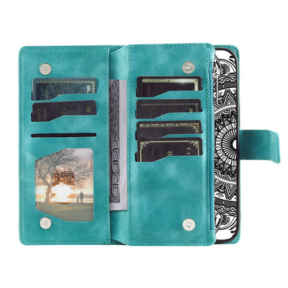 For Samsung Galaxy S26+ Wallet Case Mandala Flower Pattern PU Leather Phone Cover with Wrist Strap