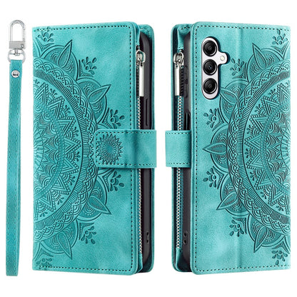 For Samsung Galaxy S26+ Wallet Case Mandala Flower Pattern PU Leather Phone Cover with Wrist Strap