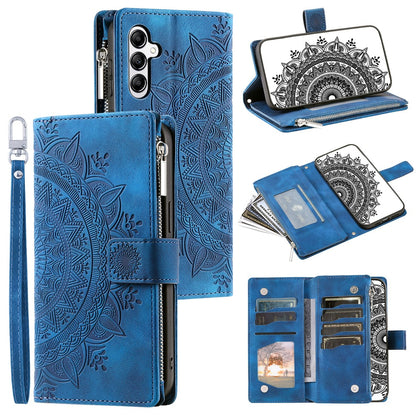 For Samsung Galaxy S26+ Wallet Case Mandala Flower Pattern PU Leather Phone Cover with Wrist Strap