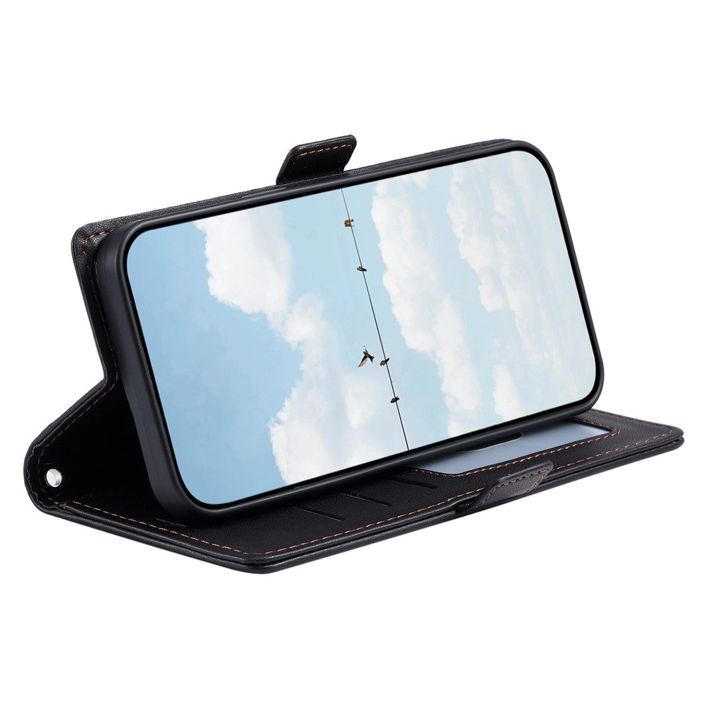 For Samsung Galaxy S26+ Leather Case Rhombus Texture Wallet Stand Phone Cover with Wrist Strap