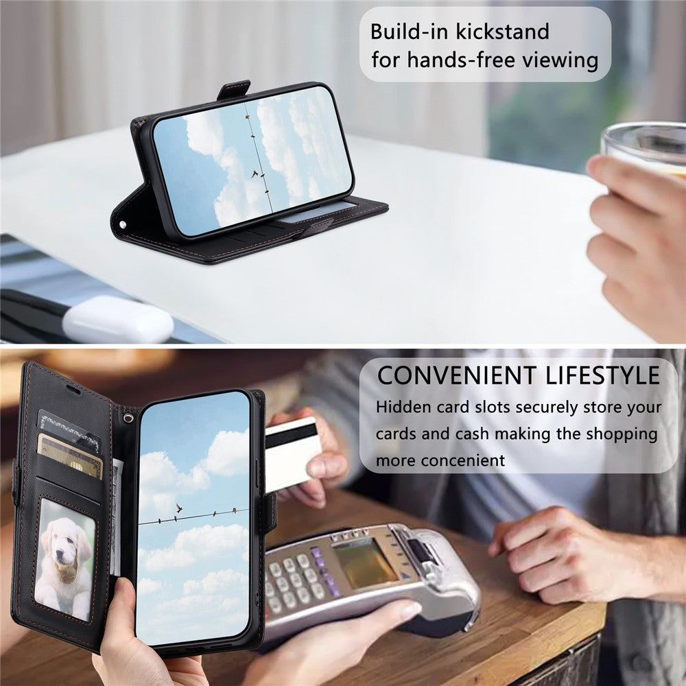 For Samsung Galaxy S26+ Leather Case Rhombus Texture Wallet Stand Phone Cover with Wrist Strap