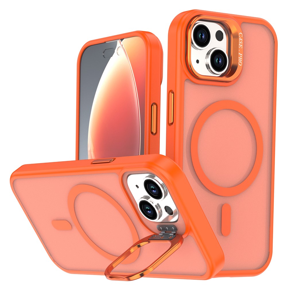 For iPhone 15 Case Foldable Kickstand Matte PC + TPU Phone Cover Compatible with MagSafe