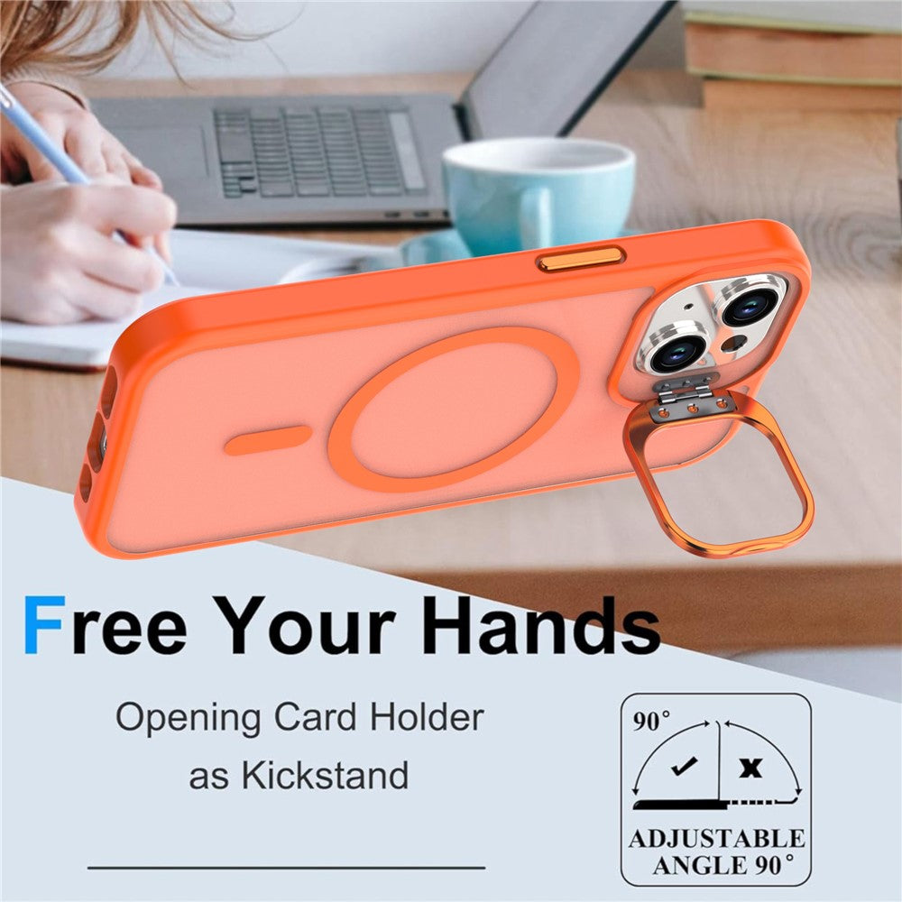For iPhone 15 Case Foldable Kickstand Matte PC + TPU Phone Cover Compatible with MagSafe