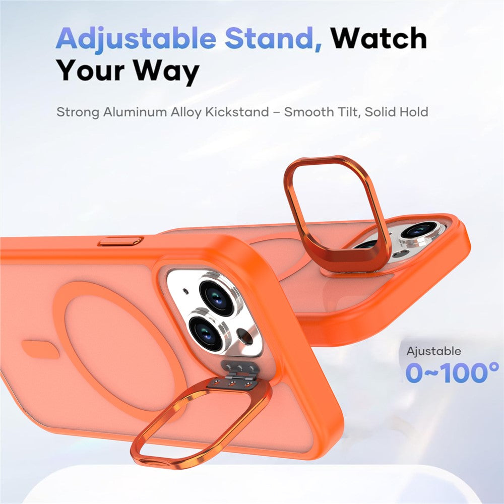 For iPhone 15 Case Foldable Kickstand Matte PC + TPU Phone Cover Compatible with MagSafe