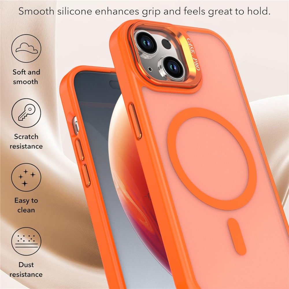 For iPhone 15 Case Foldable Kickstand Matte PC + TPU Phone Cover Compatible with MagSafe