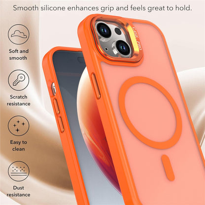For iPhone 15 Case Foldable Kickstand Matte PC + TPU Phone Cover Compatible with MagSafe