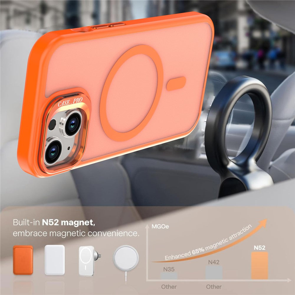 For iPhone 15 Case Foldable Kickstand Matte PC + TPU Phone Cover Compatible with MagSafe