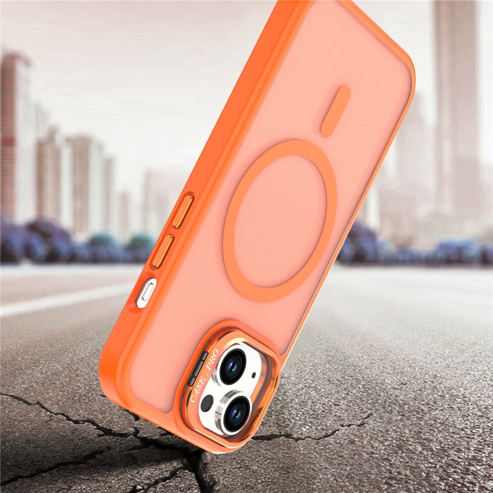 For iPhone 15 Case Foldable Kickstand Matte PC + TPU Phone Cover Compatible with MagSafe