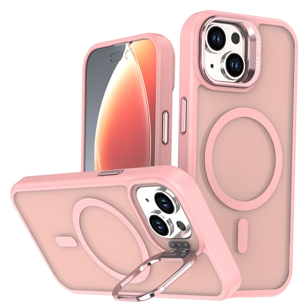 For iPhone 15 Case Foldable Kickstand Matte PC + TPU Phone Cover Compatible with MagSafe
