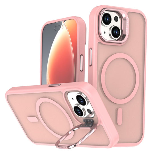 For iPhone 15 Case Foldable Kickstand Matte PC + TPU Phone Cover Compatible with MagSafe