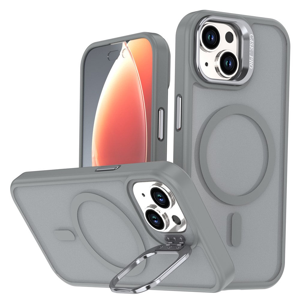 For iPhone 15 Case Foldable Kickstand Matte PC + TPU Phone Cover Compatible with MagSafe