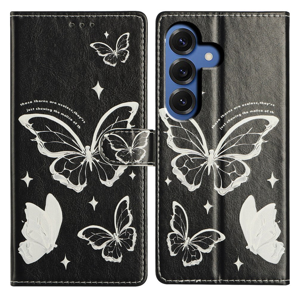 For Samsung Galaxy S26+ Case Pattern Printing Wallet Stand Flip Leather Phone Cover with Strap