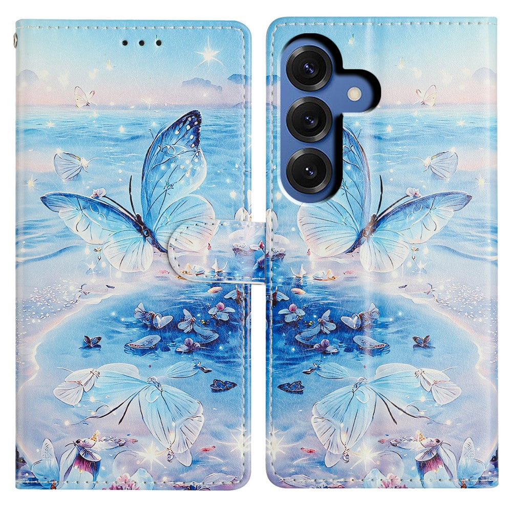 For Samsung Galaxy S26+ Case Pattern Printing Wallet Stand Flip Leather Phone Cover with Strap