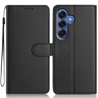 For Samsung Galaxy S26+ Wallet Case with Strap   /   Multiple Card Slots Solid Color Leather Stand Phone Cover