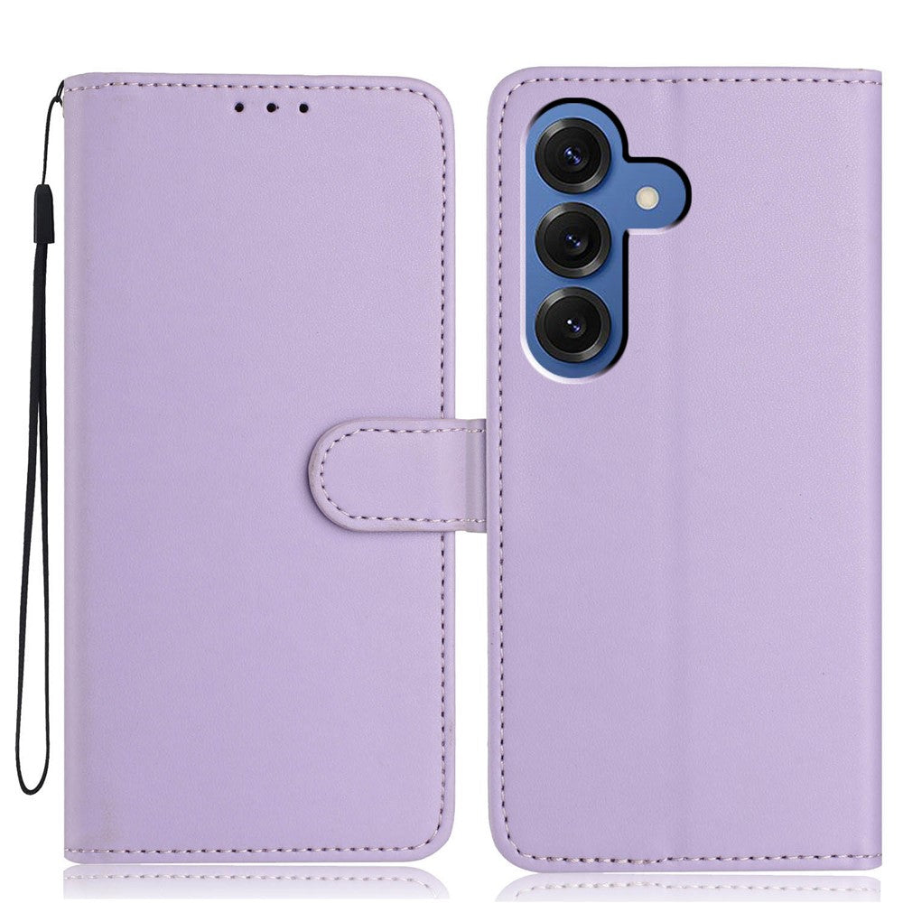 For Samsung Galaxy S26+ Wallet Case with Strap   /   Multiple Card Slots Solid Color Leather Stand Phone Cover