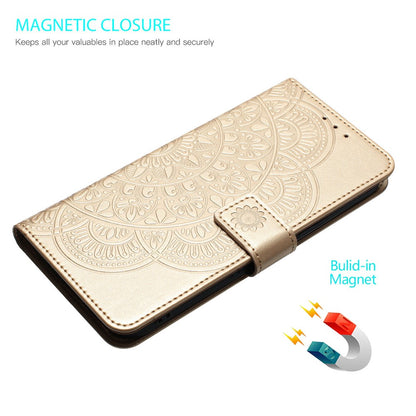 For Samsung Galaxy S26+ Leather Case with Card Slots Mandala Pattern Phone Cover Stand