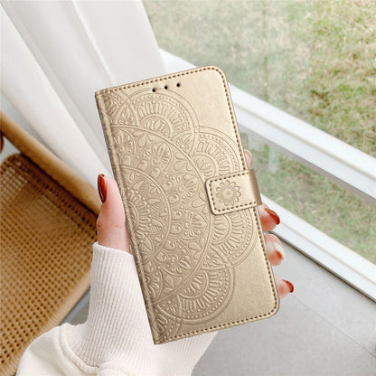 For Samsung Galaxy S26+ Leather Case with Card Slots Mandala Pattern Phone Cover Stand