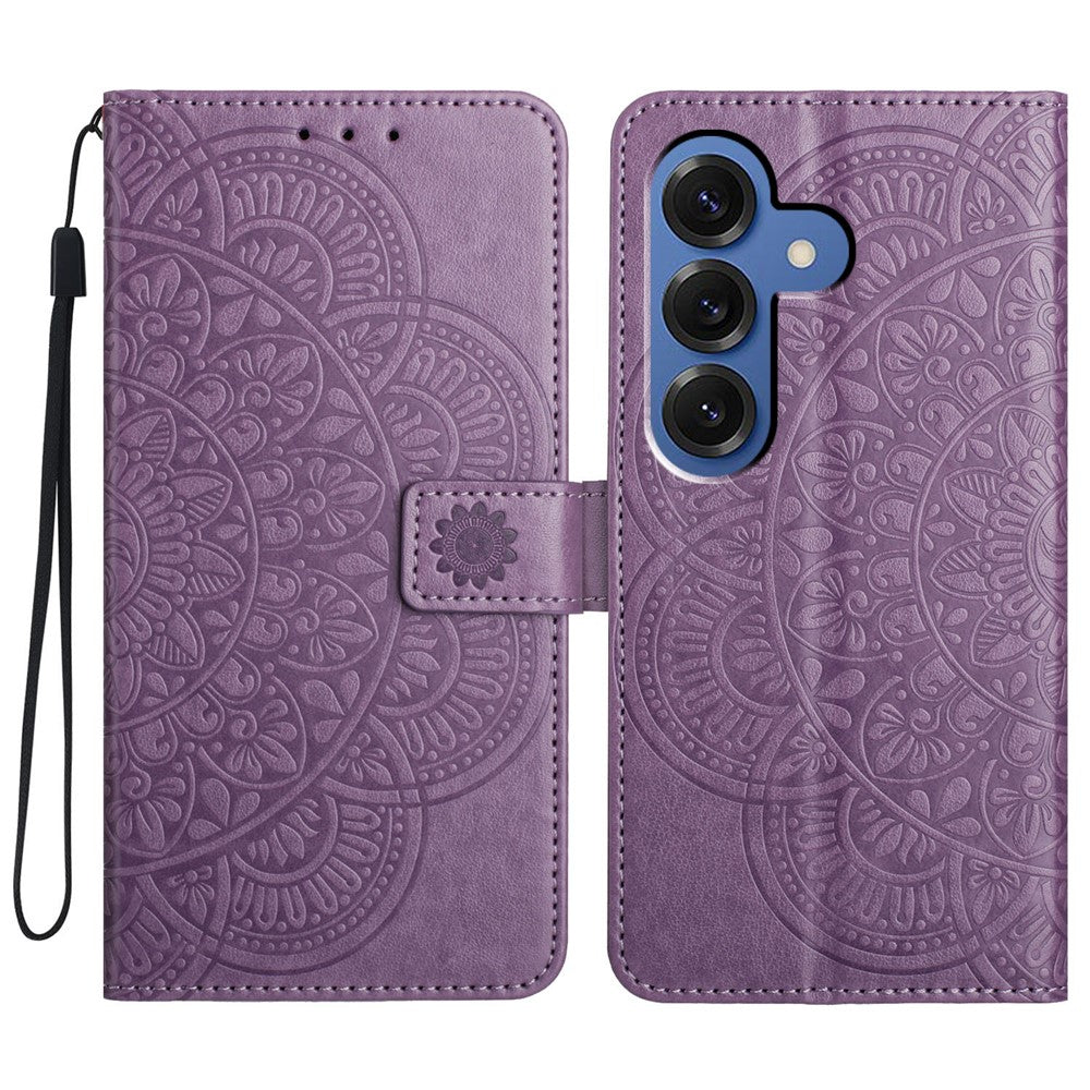For Samsung Galaxy S26+ Leather Case with Card Slots Mandala Pattern Phone Cover Stand