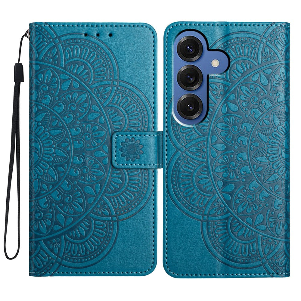 For Samsung Galaxy S26+ Leather Case with Card Slots Mandala Pattern Phone Cover Stand