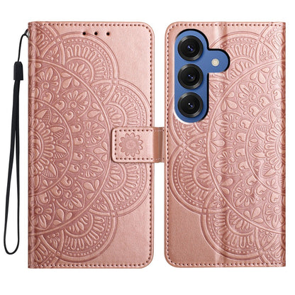 For Samsung Galaxy S26+ Leather Case with Card Slots Mandala Pattern Phone Cover Stand