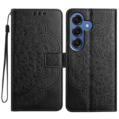 For Samsung Galaxy S26+ Leather Case with Card Slots Mandala Pattern Phone Cover Stand