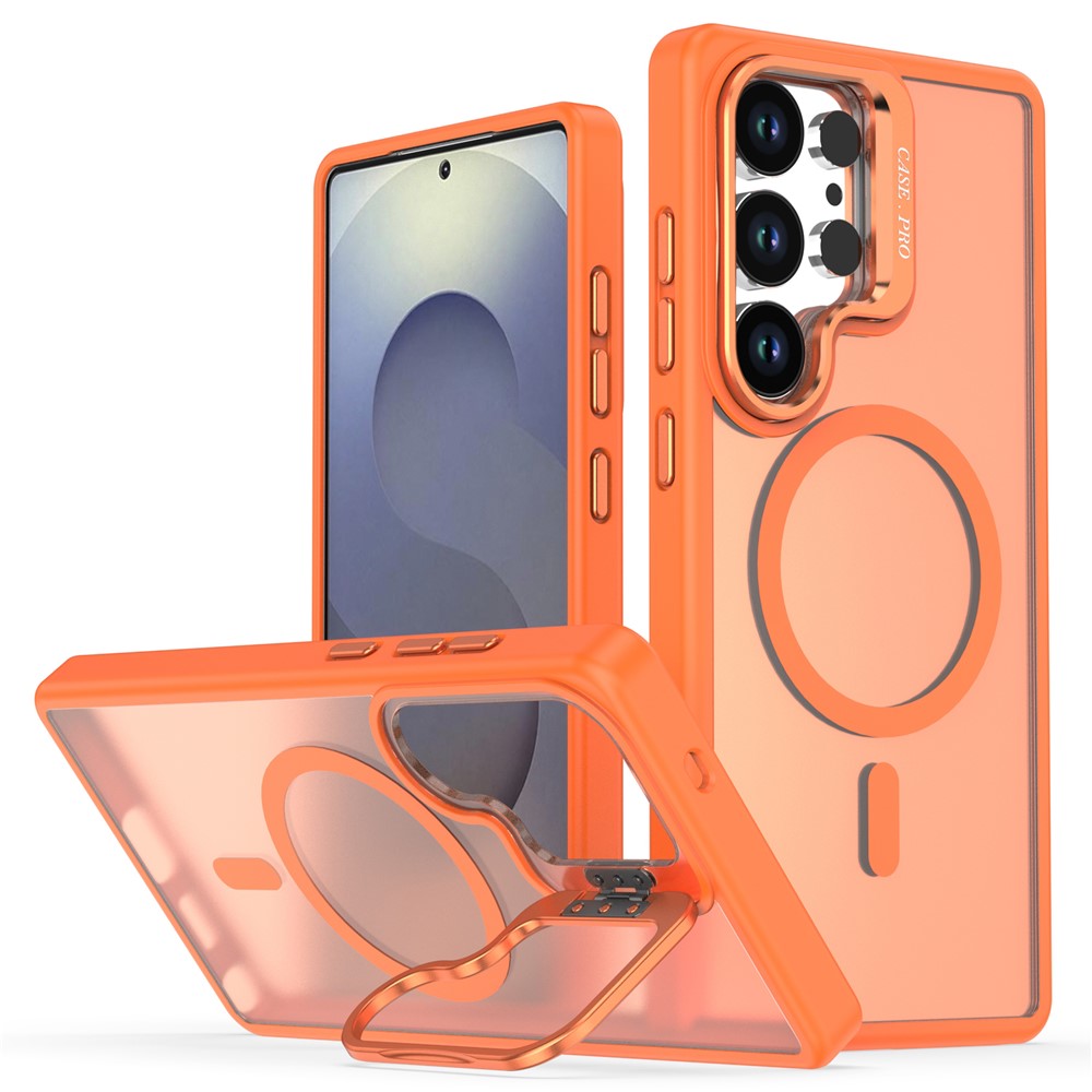For Samsung Galaxy S25 Ultra Case Foldable Kickstand Matte PC + TPU Phone Cover Magnetic Case