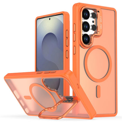 For Samsung Galaxy S25 Ultra Case Foldable Kickstand Matte PC + TPU Phone Cover Magnetic Case