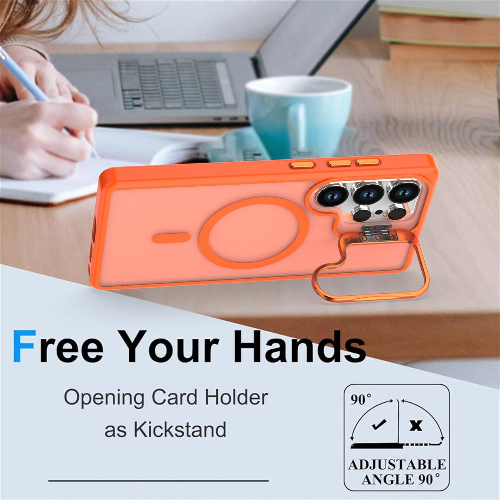 For Samsung Galaxy S25 Ultra Case Foldable Kickstand Matte PC + TPU Phone Cover Magnetic Case