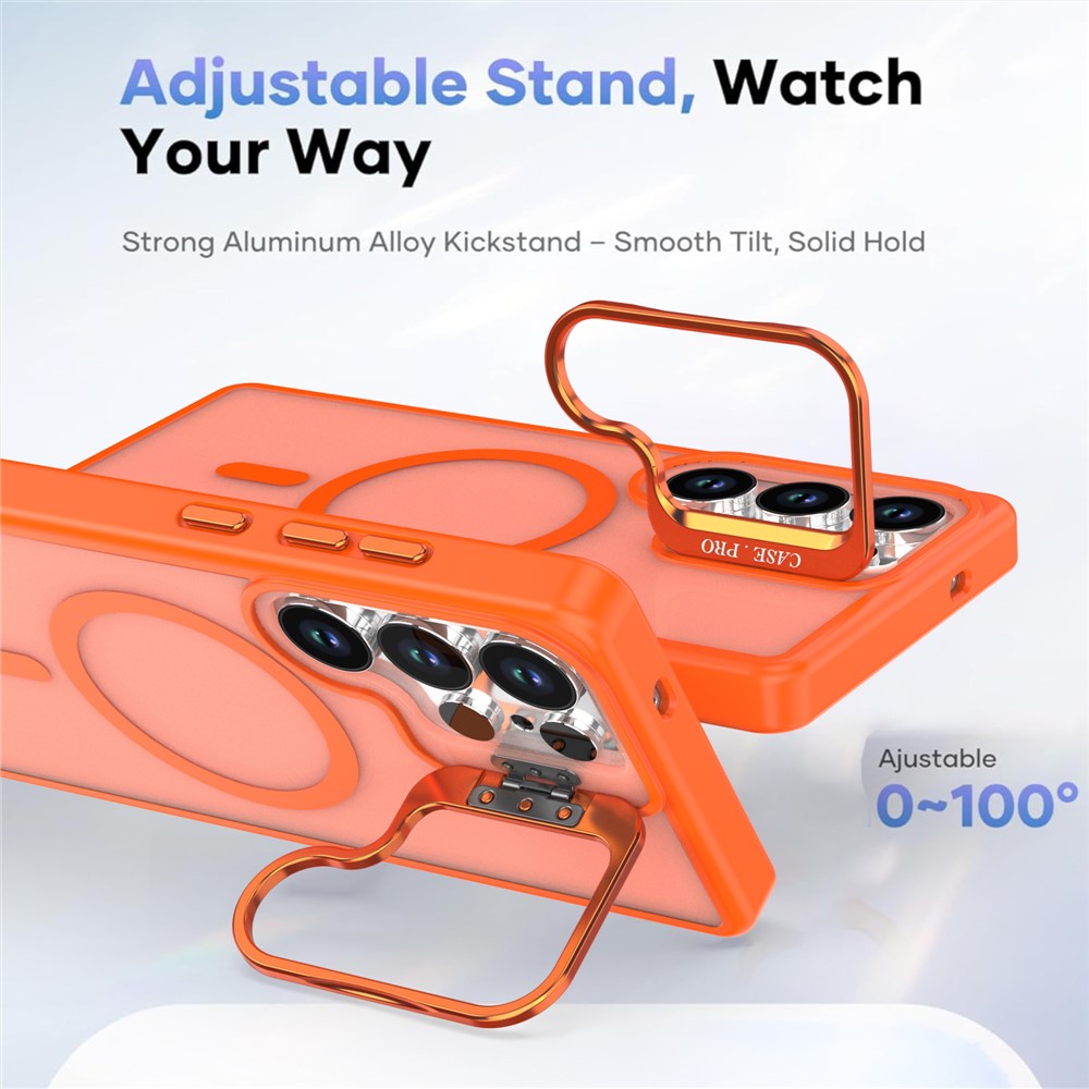 For Samsung Galaxy S25 Ultra Case Foldable Kickstand Matte PC + TPU Phone Cover Magnetic Case