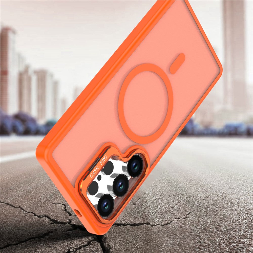 For Samsung Galaxy S25 Ultra Case Foldable Kickstand Matte PC + TPU Phone Cover Magnetic Case