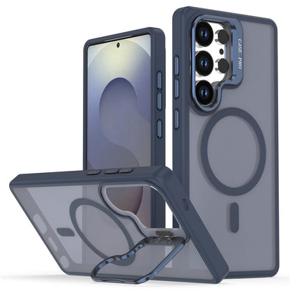 For Samsung Galaxy S25 Ultra Case Foldable Kickstand Matte PC + TPU Phone Cover Magnetic Case