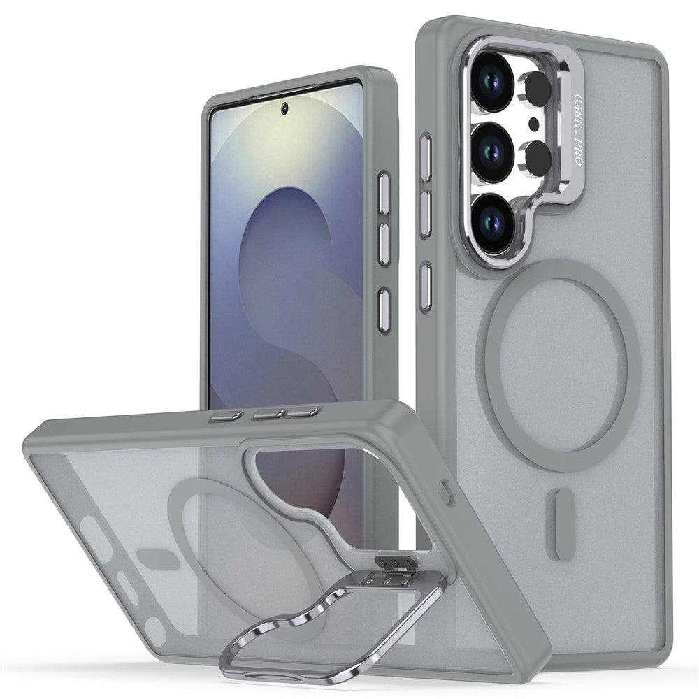 For Samsung Galaxy S25 Ultra Case Foldable Kickstand Matte PC + TPU Phone Cover Magnetic Case