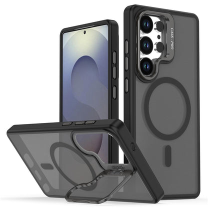 For Samsung Galaxy S25 Ultra Case Foldable Kickstand Matte PC + TPU Phone Cover Magnetic Case