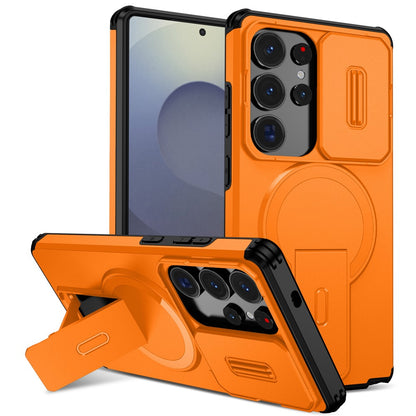 For Samsung Galaxy S25 Ultra Case Kickstand Camera Slider PC + TPU Phone Cover Magnetic Case