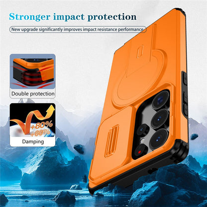 For Samsung Galaxy S25 Ultra Case Kickstand Camera Slider PC + TPU Phone Cover Magnetic Case