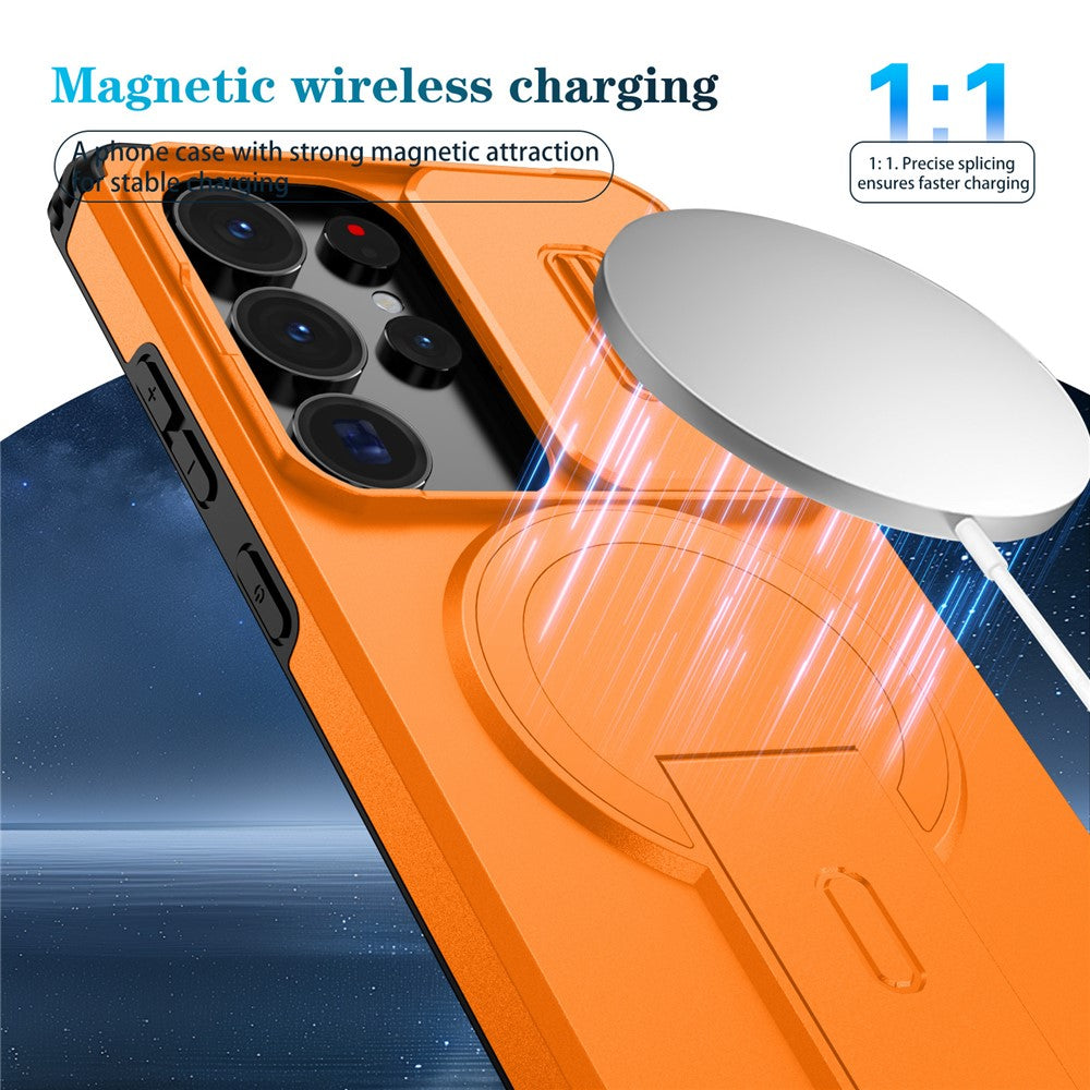 For Samsung Galaxy S25 Ultra Case Kickstand Camera Slider PC + TPU Phone Cover Magnetic Case