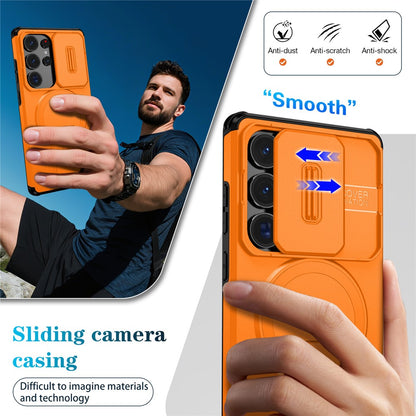 For Samsung Galaxy S25 Ultra Case Kickstand Camera Slider PC + TPU Phone Cover Magnetic Case