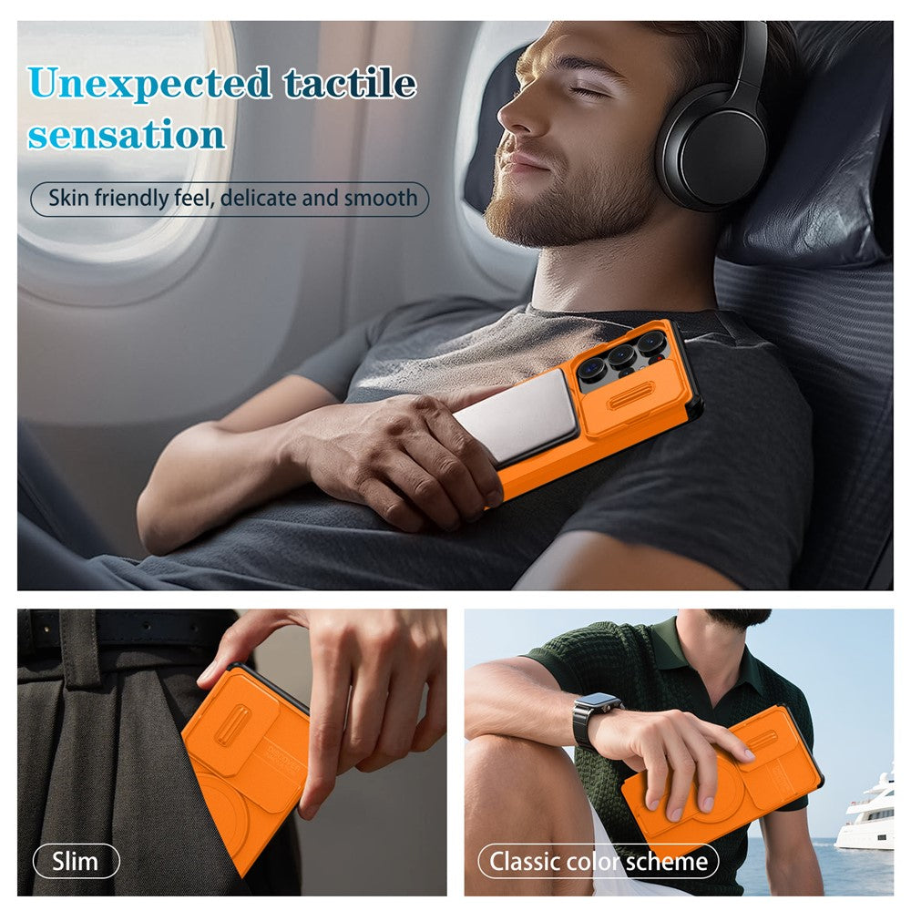 For Samsung Galaxy S25 Ultra Case Kickstand Camera Slider PC + TPU Phone Cover Magnetic Case