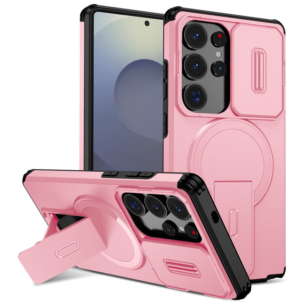 For Samsung Galaxy S25 Ultra Case Kickstand Camera Slider PC + TPU Phone Cover Magnetic Case