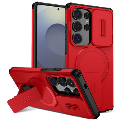 For Samsung Galaxy S25 Ultra Case Kickstand Camera Slider PC + TPU Phone Cover Magnetic Case