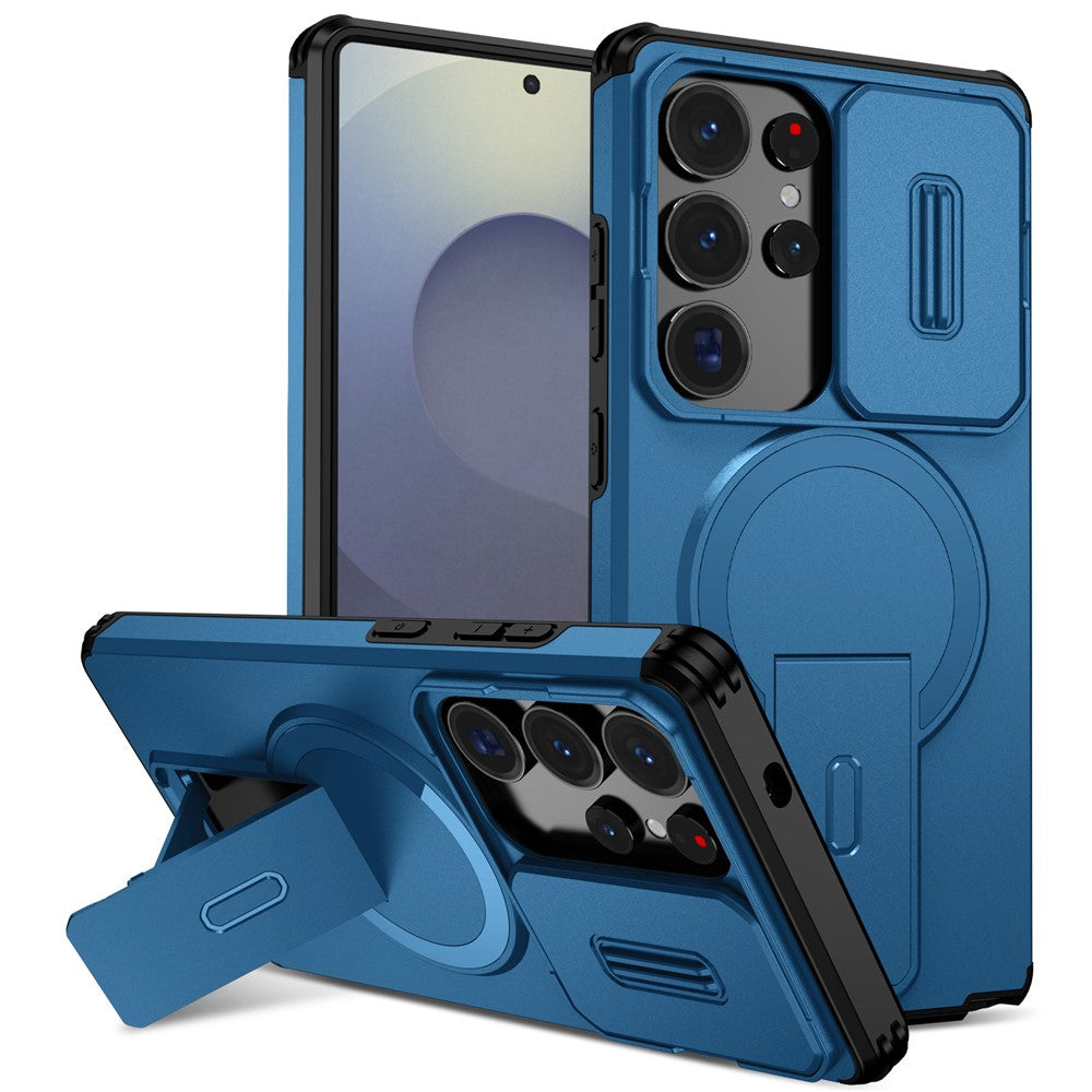 For Samsung Galaxy S25 Ultra Case Kickstand Camera Slider PC + TPU Phone Cover Magnetic Case