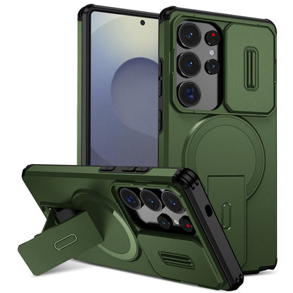 For Samsung Galaxy S25 Ultra Case Kickstand Camera Slider PC + TPU Phone Cover Magnetic Case