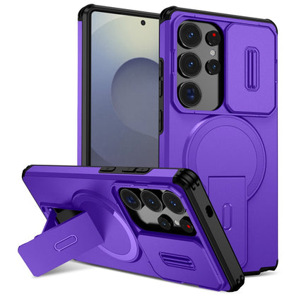 For Samsung Galaxy S25 Ultra Case Kickstand Camera Slider PC + TPU Phone Cover Magnetic Case