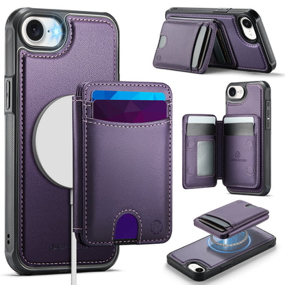 JEEHOOD For iPhone 17e / 16e Case  J10  Compatible with MagSafe Leather Back Phone Cover with Detachable Card Holder Kickstand