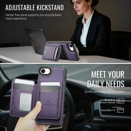 JEEHOOD For iPhone 17e / 16e Case  J10  Compatible with MagSafe Leather Back Phone Cover with Detachable Card Holder Kickstand