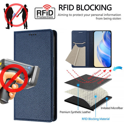 For Samsung Galaxy S26+ Wallet Case RFID Blocking Litchi Texture Leather Mobile Cover