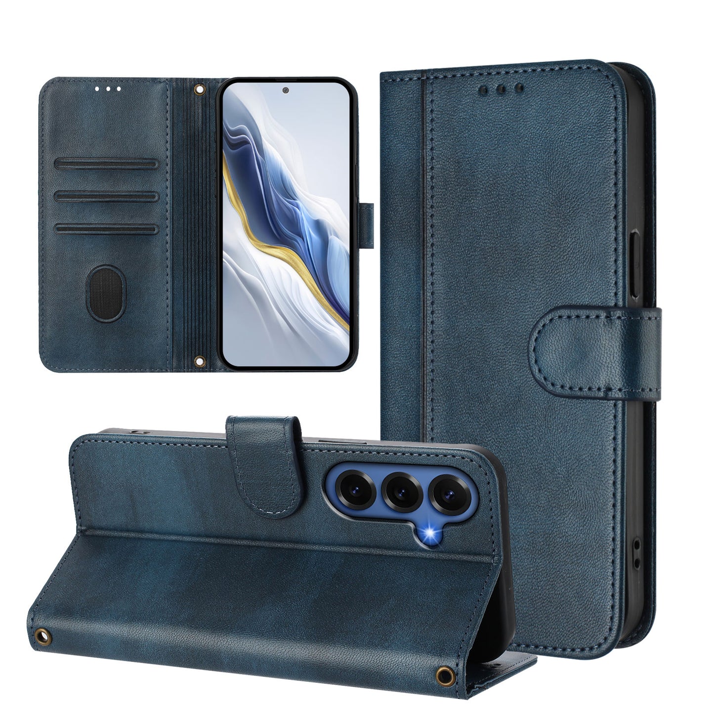 For Samsung Galaxy S26+ Cases Wallet Stand Retro Texture Leather Phone Cover with Lanyard