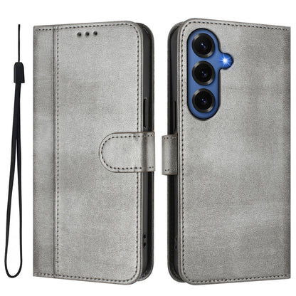 For Samsung Galaxy S26+ Cases Wallet Stand Retro Texture Leather Phone Cover with Lanyard