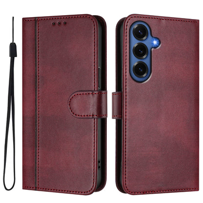 For Samsung Galaxy S26+ Cases Wallet Stand Retro Texture Leather Phone Cover with Lanyard