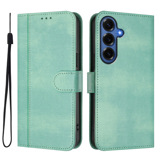For Samsung Galaxy S26+ Cases Wallet Stand Retro Texture Leather Phone Cover with Lanyard